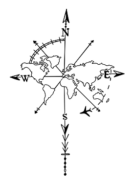 World Map Compass Rose Illustration