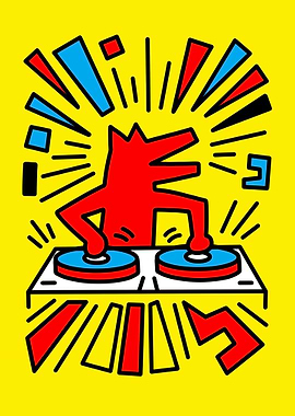 DJ on Yellow Background