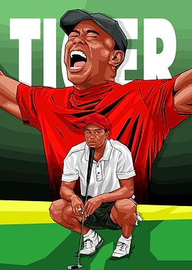 Tiger Woods Golf Illustration