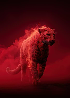 Fiery Leopard in Red Hues