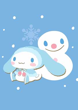Cinnamoroll and Snowman Winter Scene
