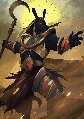 Anubis Illustration with Crook and Flail