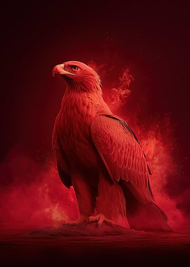 Red Eagle in Fiery Ambiance