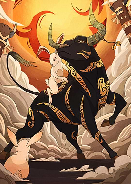 Ox and Rabbit Illustration