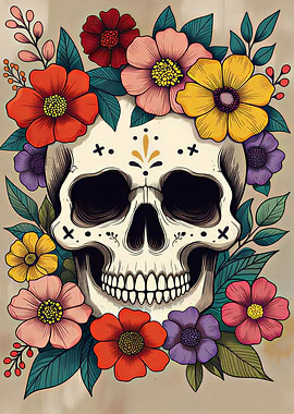 Floral Skull Art