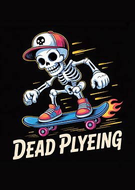 Cartoon Skeleton Skateboarding