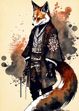 Fox Samurai in Traditional Attire