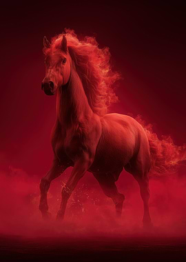 Red Flaming Horse Galloping