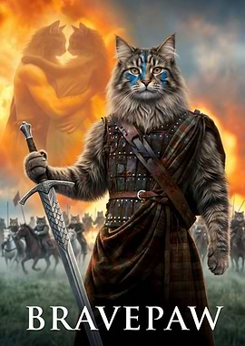 Bravepaw: Feline Scottish Warrior Movie Poster Parody