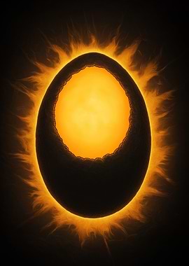 Glowing Egg-Shaped Object in Dark Space