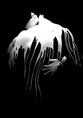 Abstract Embrace in Black and White