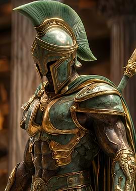 Verdant and Gold Spartan Warrior