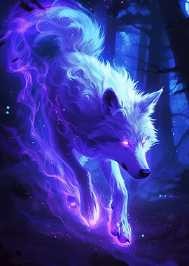 Ethereal Wolf in Enchanted Forest