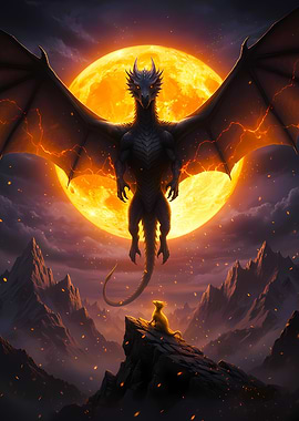 Dragon and Fiery Moon
