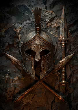 Ancient Warrior Helmet and Weapons