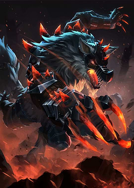 Armored Wolf with Fiery Accents