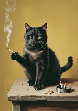 Smoking Cat Portrait