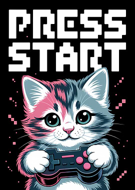 Gaming Cat Press Start