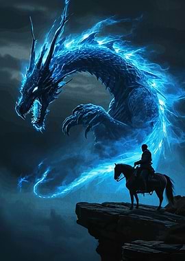 Blue Dragon and Horse Rider