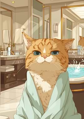 Grumpy Cat in Bathroom Towel