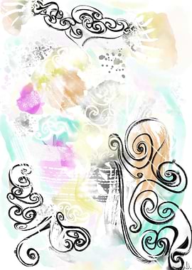 Abstract Swirls and Watercolor