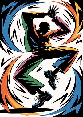 Dynamic Figure with Colorful Energy