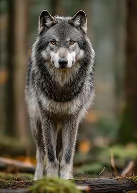 Wolf Portrait in Forest Setting