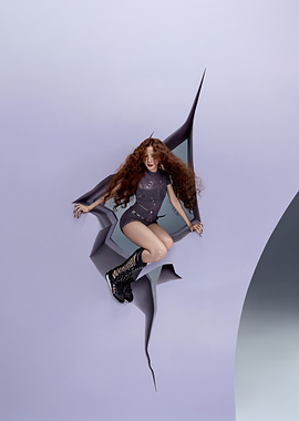 Woman jisoo Emerging Through a Torn Wall