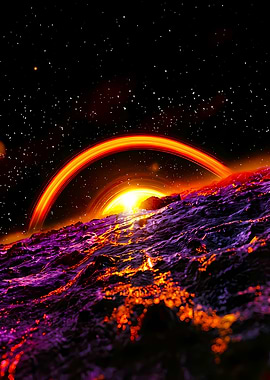 Cosmic Horizon: Ringed Planet Landscape