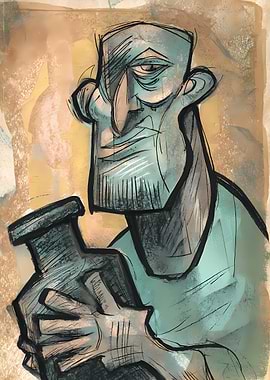 Man Holding Jar Illustration