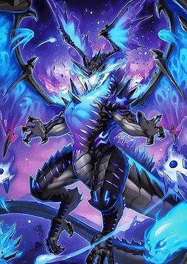 Blue and Black Dragon Illustration