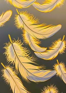 Golden Feathers Floating