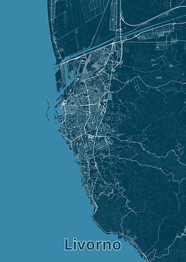 Livorno, Italy Map Art