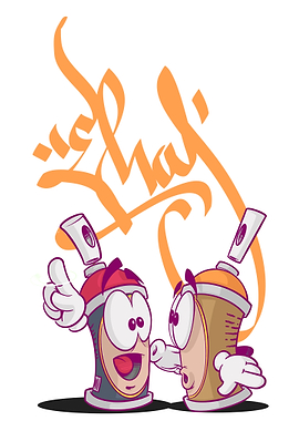 Cartoon Spray Cans with Arabic Text