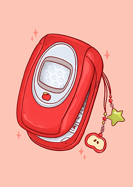 Red Flip Phone with Charms