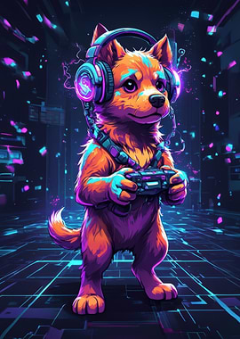 Cyberpunk Dog Gamer