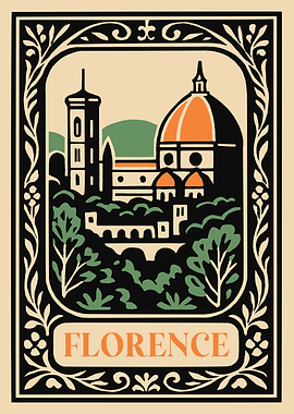 Florence Italy Vintage Travel Poster