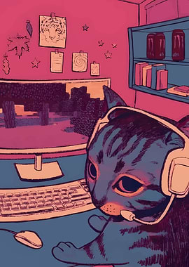 Gamer Cat with Headset