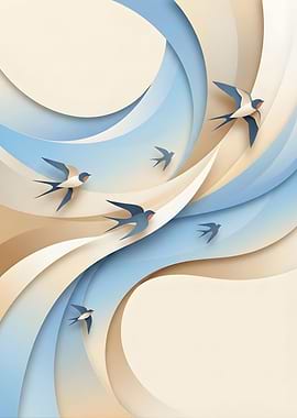 Swallows in Flight Paper Art