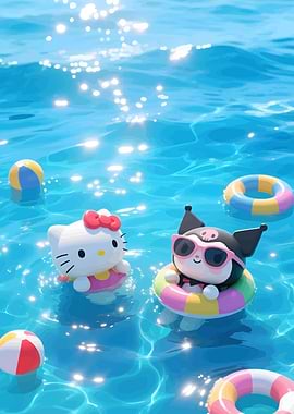 Hello Kitty and Kuromi at the beach
