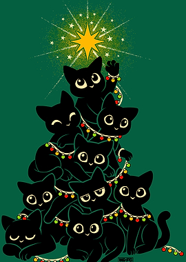 Black Cats Christmas Tree
