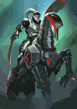 Futuristic Knight on Mechanical Horse