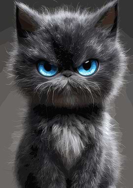 Grumpy Cat with Bright Blue Eyes