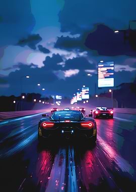 Night Race Car Pursuit