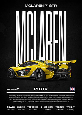 McLaren P1 GTR Yellow Sports Car