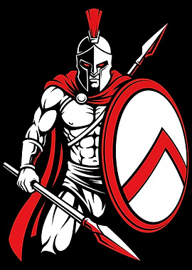 Spartan Warrior with Spear and Shield
