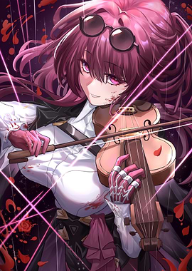 Girl Playing Violin with Blood