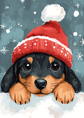 Cute Puppy in Santa Hat
