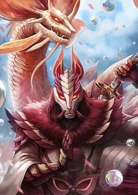 Masked Warrior with Dragon