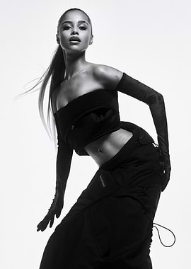 Ariana Grande Black and White Portrait